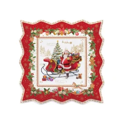 Noël|Services De Table En Porcelaine​>Easy Life Plateau de service en porcelaine de 30×30 cm CHRISTMAS MEMORIES