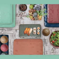 Moderne|Services De Table En Porcelaine​>Easy Life Plateau rectangulaire en porcelaine de 27×19 cm INTERIORS BURGUNDY