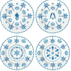 Services De Table En Porcelaine​|Exotic Vibes>Easy Life Set de 4 assiettes à dessert bleues EXOTIC VIBES