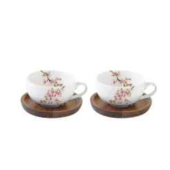 Nature|Petit Dejeuner>Easy Life Set de 2 tasses avec soucoupes SAKURA