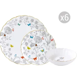 Nature|Services De Table En Porcelaine​>Easy Life Set de vaisselle 18 pcs FLEURS ET PAPILLONS