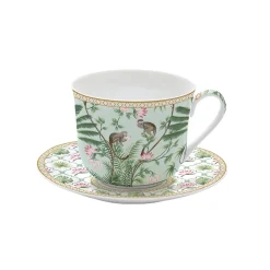 Coffret Cadeau|Petit Dejeuner>Easy Life Tasse à petit-déjeuner avec assiette, 400 ml en porcelaine Wild TROPICAL