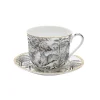 Coffret Cadeau|Moderne>Easy Life Tasse à petit-déjeuner de 400 ml avec assiette en porcelaine fine china RETRO JUNGLE
