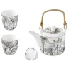Coffret Cadeau|Moderne>Easy Life Théière 600 ml avec infuseur en métal et 2 tasses de 160 ml en porcelaine RETRO JUNGLE