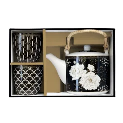 Coffret Cadeau|Petit Dejeuner>Easy Life Théière avec infuseur et 2 petites tasses ART DECO & FLOWERS
