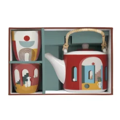 Coffret Cadeau|Petit Dejeuner>Easy Life Théière de 600 ml avec 2 tasses ILLUSION